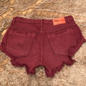 One Teaspoon Dark Red Jean Shorts